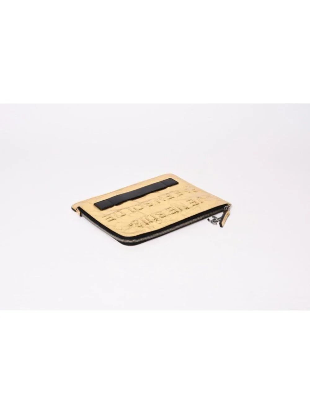 Chanel Votez Coco Clutch CC Logo Crinkle Leather Metallic Gold